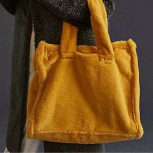Anthropologie Yellow/Gold Faux Fur Tote